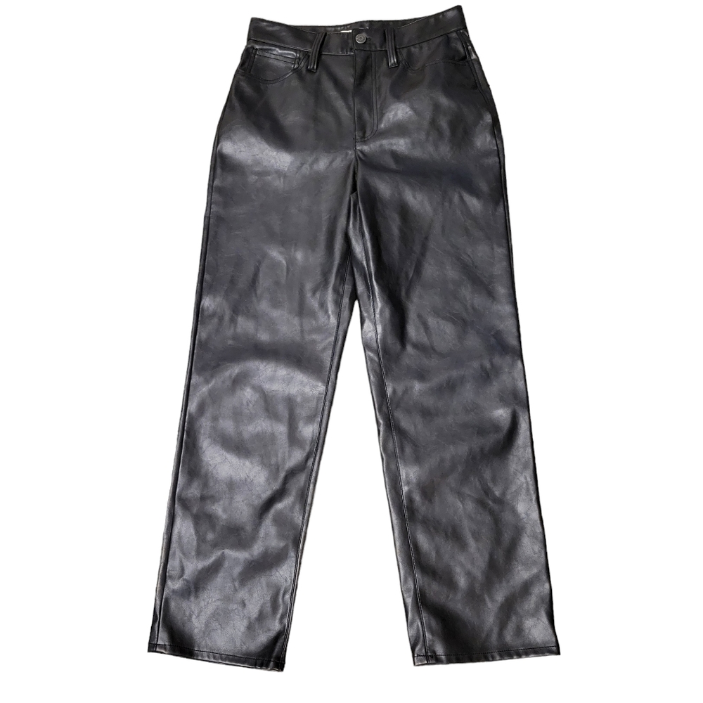 Madewell The Perfect Vintage Straight Black Leather Pants